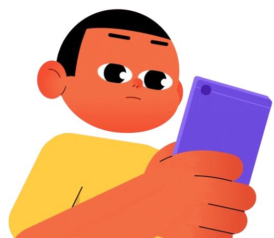 Chico con celular en la mano