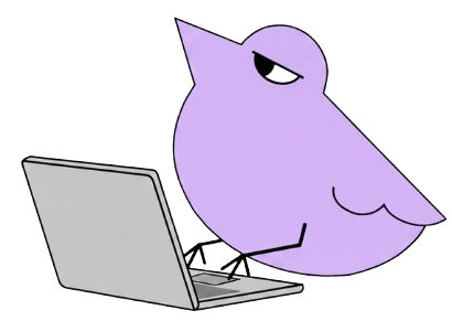 Pajarito frente a la computadora